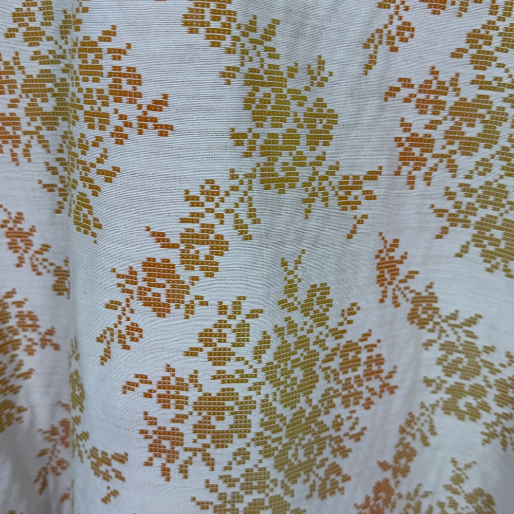 Vintage 60s Floral Brocade Mid Length Coat Orange Yellow Peter Pan Collar Mod - Picture 5 of 5